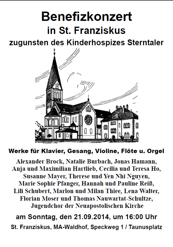 21.09.2014 Benefizkonzert zu Gunsten Kinderhospiz Sterntaler