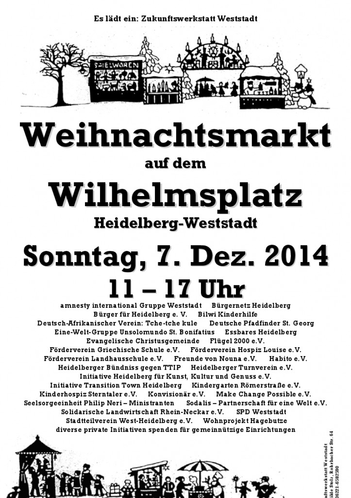 07.12.2014 Weihnachtsmarkt auf dem Wilhelmsplatz Heidelberg-Weststadt