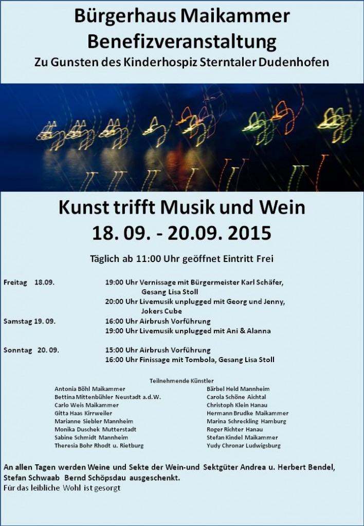 18.09.2015 – 20.09.2015 Benefizveranstaltung im Bürgerhaus Maikammer