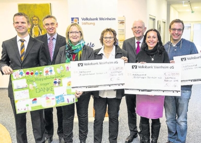 Volksbank Weinheim Stiftung: Insgesamt 6000 Euro Spende für drei Initiativen