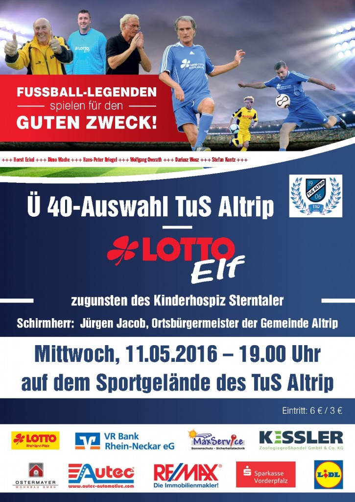 11.05.2016 – Benefizspiel TuS Altrip vs Lotto-Elf zugunsten Kinderhospiz Sterntaler