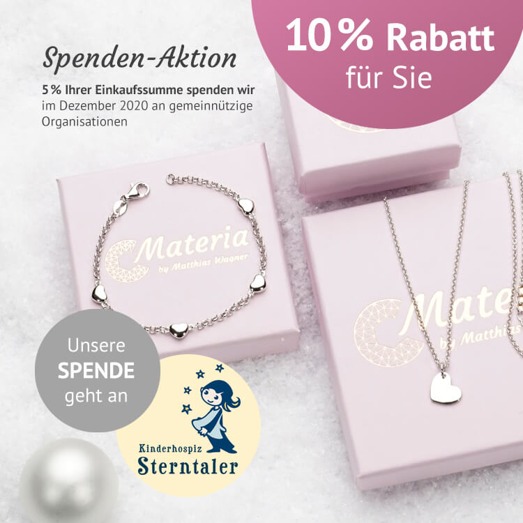Materia Schmuck spendet 5% seiner Online Shop Verkäufe an Kinderhospiz Sterntaler e.V.