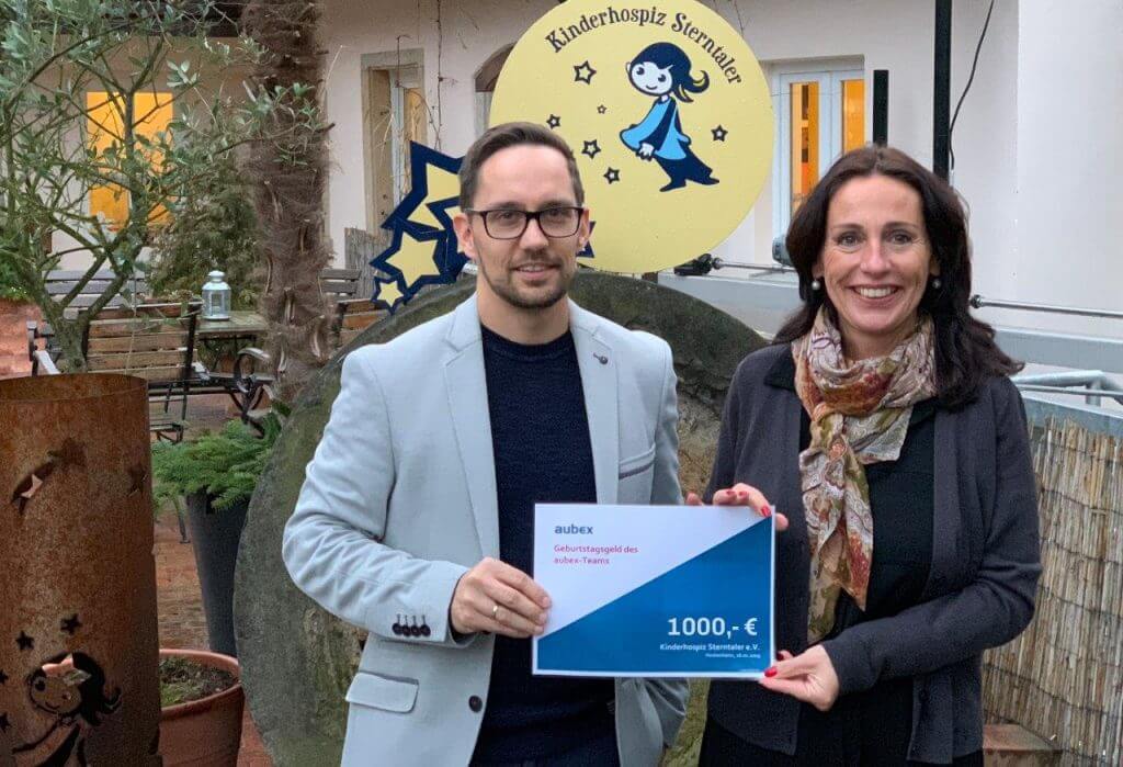 Die Firma aubex GmbH spendet an Sterntaler Kinderhospiz in Dudenhofen